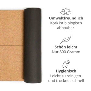 Mosswell Yogamatte aus Kork & TPE 4mm rutschfest phthalatfrei mit Hilfslinie und Tasche Bild 5