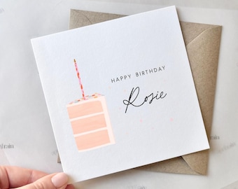 Personalised Happy Birthday Card | Birthday card for her, Friend birthday card, Cute birthday card, Mum Sister Grandma Friend, Handmade Card