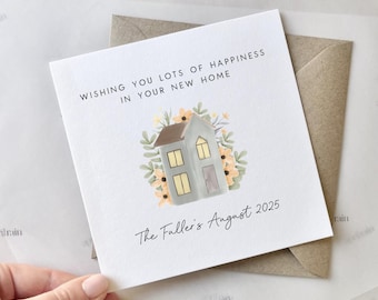 New Home Card | Floral House, Cute Congratulations new house Card, You're moving card, First house card, Happy New home New memories