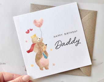 Happy Birthday Daddy Card | Special Daddy birthday card, card from kids, Best Dad Card, Cute daddy card bear card, Card for dad papa pops