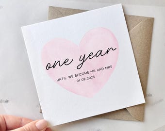 Personalised Wedding Date Card | One Year Until Our Wedding Day, One year until we get married, Tie the knot, I can't wait to marry you