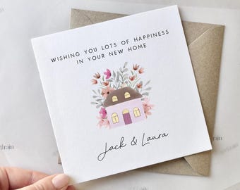 Happy New Home Card | Floral House, Cute Congratulations new house Card, You're moving card, Moving New house, First house, New memories