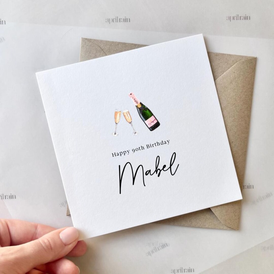 Personalised 90th Birthday Card | Happy 90th Birthday Card, Champagne ...