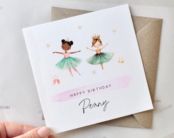Personalised Girls Birthday Card | Happy birthday card, Little girl birthday, Ballet Ballerina birthday, Fairy princess, Cute girls card