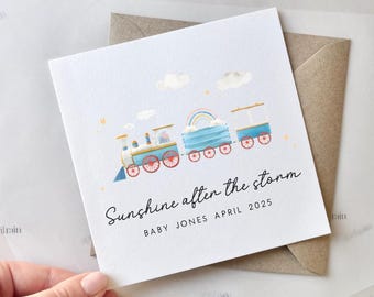 Personalised Rainbow Baby On The Way Card | Congratulations pregnancy card announcement, Pregnant New baby IVF, Sunshine after the storm