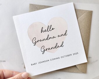 Grandparents Baby Announcement Card | Grandma and Grandad, New Baby Pregnancy Card, Baby news card, Having a baby, We're pregnant card