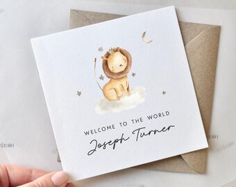 Personalised New Baby Card | Congratulations on your baby boy card, Birth of your son card, Baby news card, Welcome little baby boy Lion