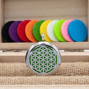 A.M.A.D.O Aroma-Anhänger &quot;Blume des Lebens&quot; - Ätherisches Öl Duft Diffusor Kette edel