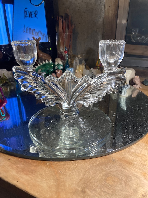 Antique Glass Candle Holder Etsy