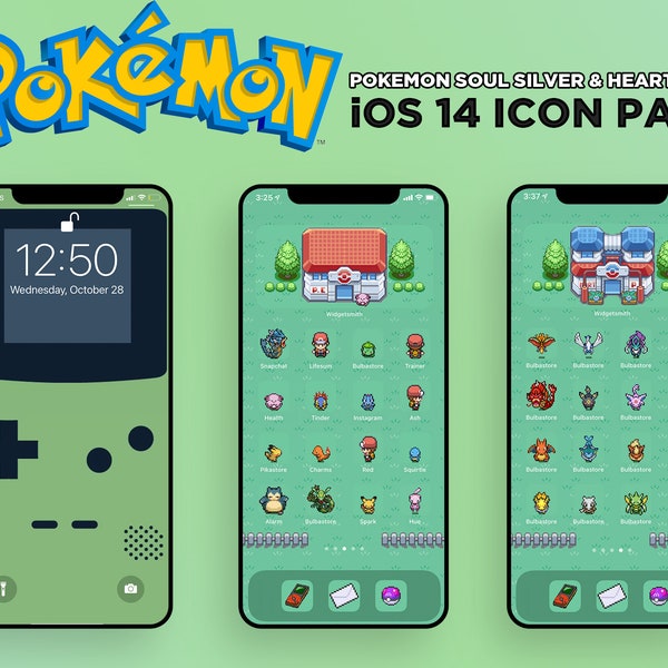 Custom IOS Icons & Widgets Pokemon Soul Silver and Heart Gold (73 Unique Icons)