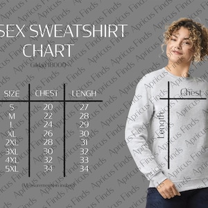 Gildan Size Chart, Crewneck Sweatshirt Sizing Chart, Gildan 18000 Size Chart, Sweatshirt Size Chart, Gildan 18000 Mockup, 18000 Size Guide