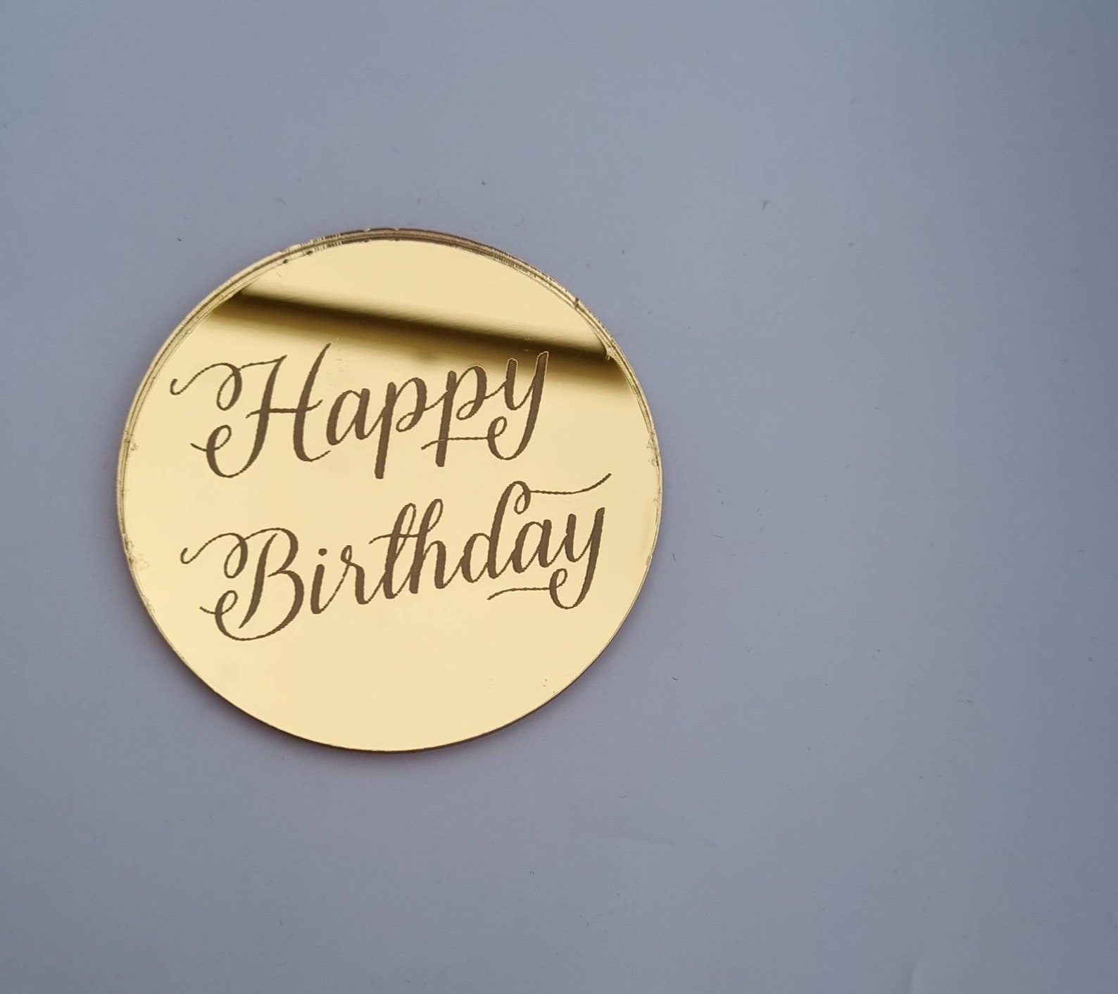 Happy birthday gold engraved disc Etsy