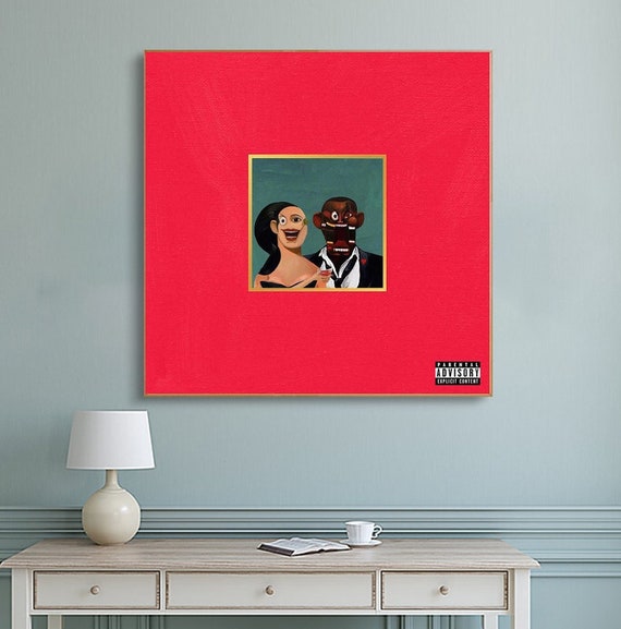 Kanye West My Beautiful Dark Twisted Fantasy album cover art canvas no  frame poster