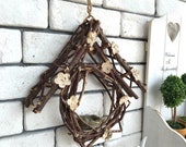 Solid wood handmade wicker small house wall decoration