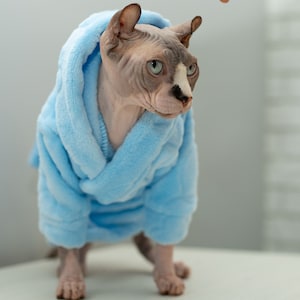 Peignoir pour chat - Confort ultra-doux après le bain, vêtements pour chat Sphynx, meilleure tenue pour chat, meilleur peignoir pour chat, cadeaux pour les amoureux des chats