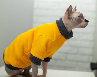 Stilvoller gelber Pullover mit Rundhalsausschnitt für Sphynx-Katzen – bequem und warm, beste Katzenkleidung