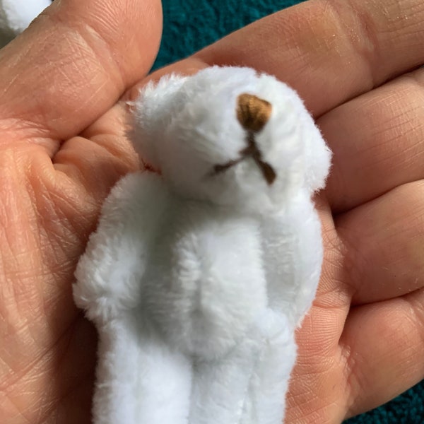 set mini ourson peluche blanc, étiquette cadeau, miniature maison de poupée, breloque diy, ours peluche blanc miniature, baby shower