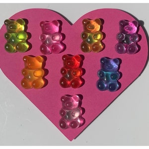 transparent teddy bear magnet, bear magnet, refrigerator magnet, gummy teddy bear, kawaii, rainbow candy bear