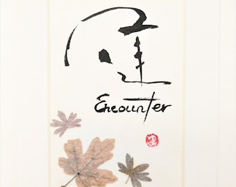 言の葉アート " 逢 / Encounter / Encounter " Art Calligraphy, Zen Art, Original, Kotonoha, Talisman