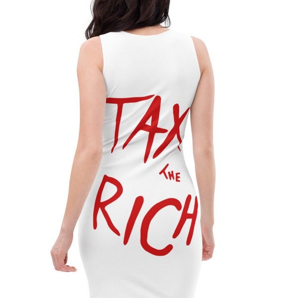 AOC Met Gala Dress, Tax The Rich Shirt Dress, Alexandria Ocasio Cortez, AOC Political Christmas Costume, 'Tax The Rich Feed The Poor' Dress