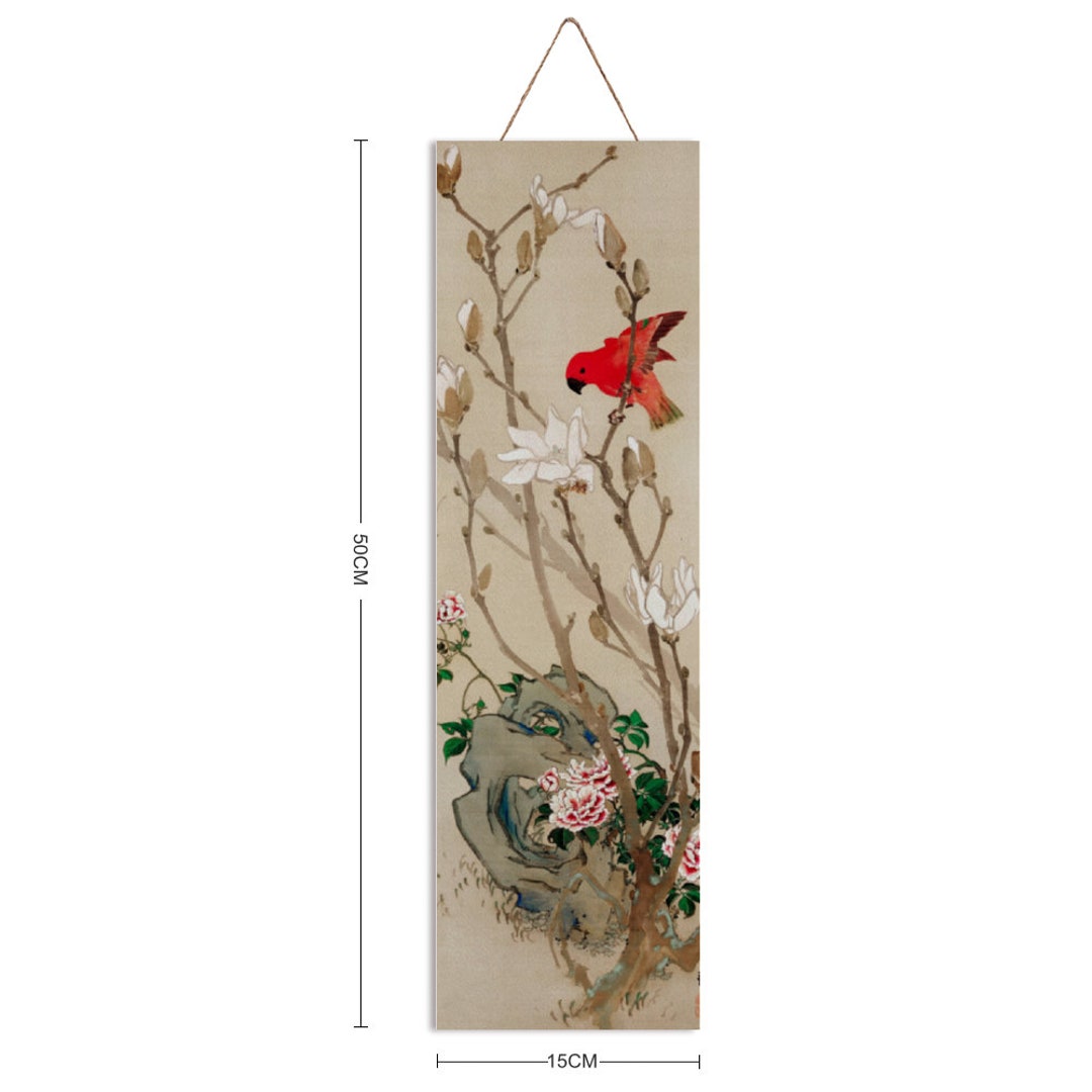 Long Narrow Vertical Wall Art, Tall and Thin Wallart, Vintage Japanese