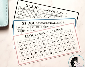 Savings Challenge Bundle, Laminated Saving Tracker, A6 Cash Envelopes, Budget Binder, Sinking Funds Cash Stuffing, 500, 1000, 1500 Challenge
