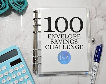 100 Envelope Savings Challenge Binder / Budget Book / Laminated Savings Tracker / Sinking Funds Cash Stuffing / Cash Envelopes / Debt Payoff