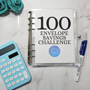 100 Envelope Savings Challenge Binder / Budget Book / Laminated Savings Tracker / Sinking Funds Cash Stuffing / Cash Envelopes / Debt Payoff