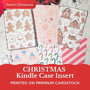 Christmas Kindle Case Insert / Clear Case Insert for E-reader / Cardstock Insert for Paperwhite / Kindle Accessories Decor / Bookish Gift