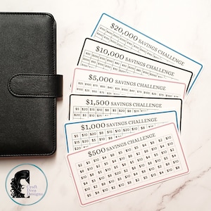 Savings Challenge Bundle, Laminated Savings Tracker, A6 Cash Envelopes, Budget Binder, Sinking Funds Cash Stuffing, Set of 6 Challenges