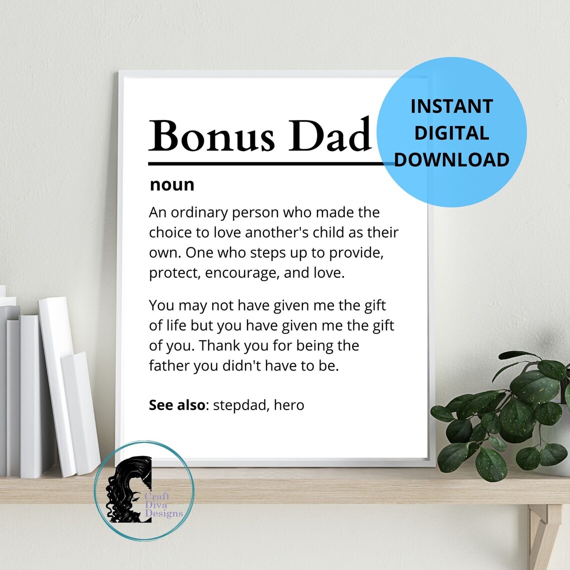 bonus-dad-definition-wall-art-definition-print-fathers-day-etsy