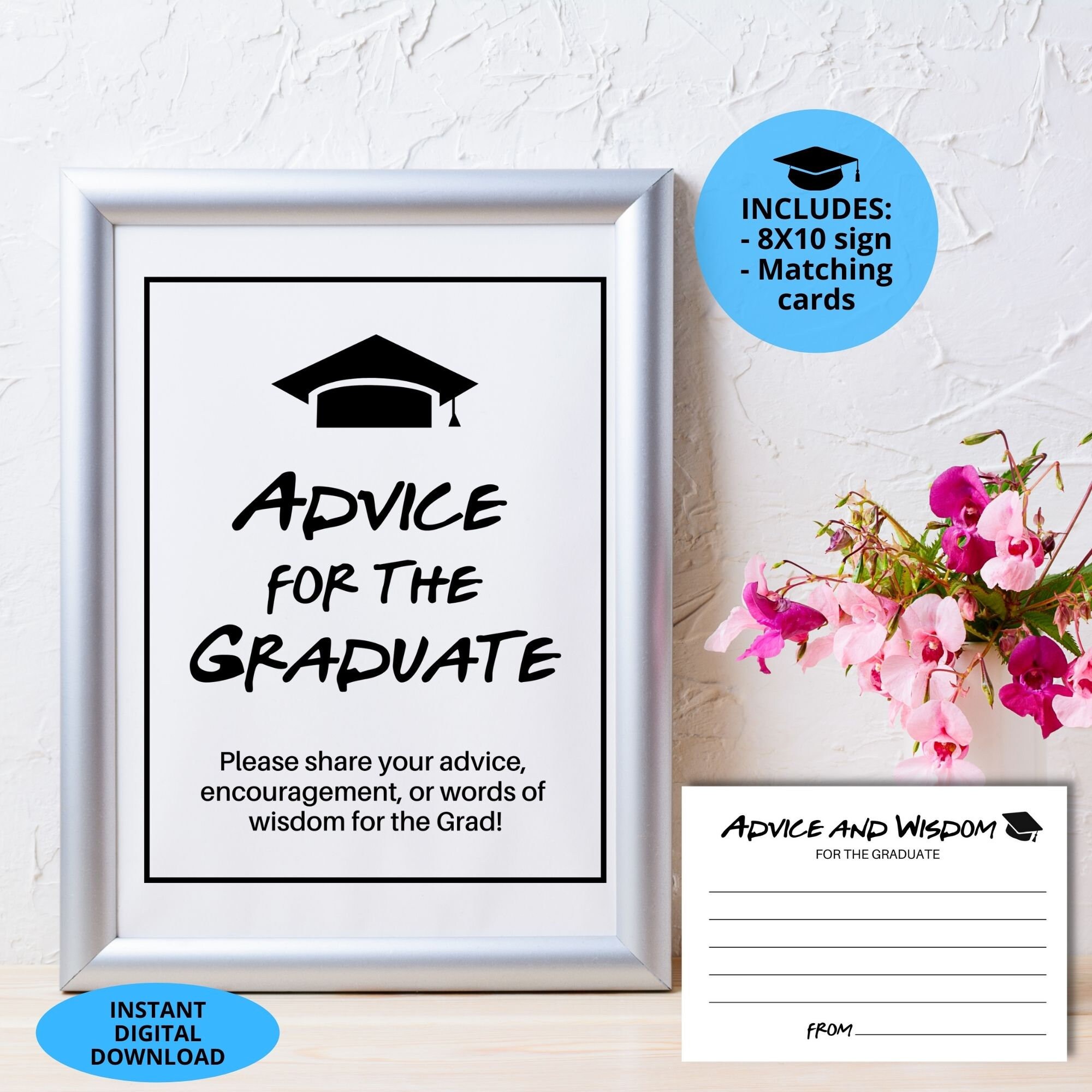 Words of Wisdom Graduation Party Printable Sign and Matching | Etsy