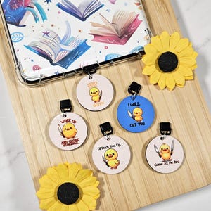 Funny Kindle Charms / Snarky Duck E-Reader Dust Plug Charm / Phone Accessories / Kindle Decor USB Plug / USB-C Phone Charm / Bookish Gifts