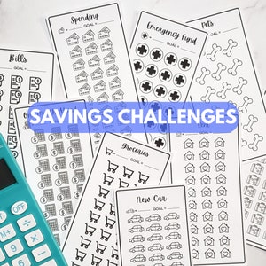 Savings Challenge Bundle / Laminated Savings Tracker / A6 Cash Envelopes / Budget Binder / Sinking Funds Cash Stuffing / Challenge Trackers