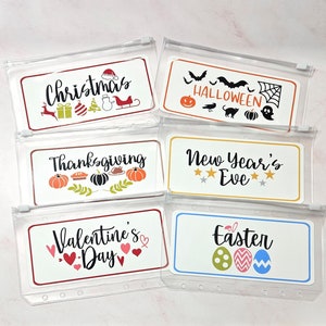 Holiday Cash Envelopes / A6 Binder / Budget Planner / Zipper Cash Envelopes / Dave Ramsey / Icon Clear Envelopes / Cash Envelope System