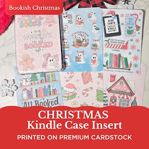 Christmas Kindle Case Insert / Clear Case Insert for E-reader / Bookish Cardstock Insert for Paperwhite / Kindle Accessories Decor Gift