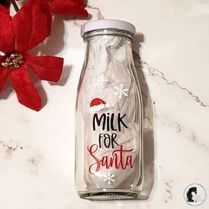 Milk for Santa Glass Bottle / Milk and Cookies for Santa / Custom Santa's Milk Bottle / Christmas Eve / Christmas Milk Jug