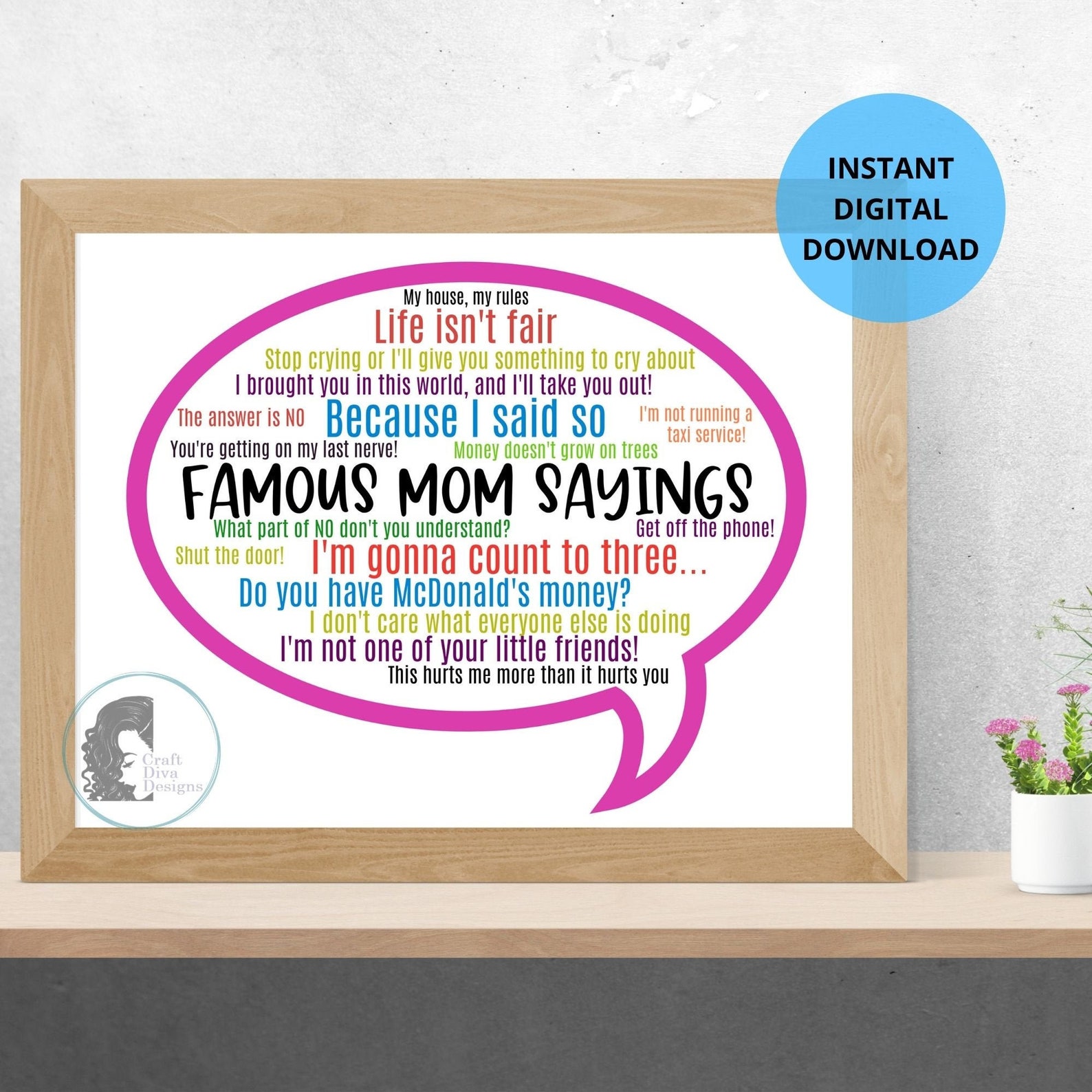 Famous Mom Sayings / Funny Mom Quotes Wall Art / Mothers Day Etsy UK