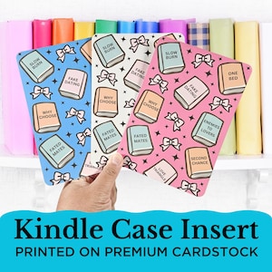 Kindle Case Insert / Clear Case Insert for E-reader / Bookish Gift / Cardstock Insert for Paperwhite / Kindle Accessories / Book Tropes