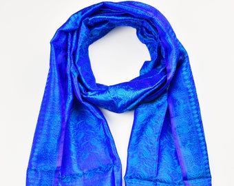 Peacock Blue Mulberry Silk Scarf: Soft Luxurious Wrap