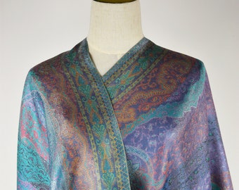 Paisley Silk Scarf: Jacquard Woven Floral Wrap, Kashmir Made
