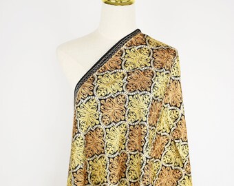 Gold Embroidered Cashmere Scarf: Elegant Kashmir Wrap