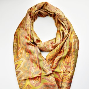 Mustard Gold/Red Elegant Women&#39;s Scarf/ Beautiful Design Wrap/Stole/Pashmina 195cm x 75cm