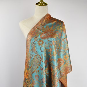 Classic Silk Scarf, Silk Jamawar Wrap, Luxury Winter Scarf, Gift for Mother,  Shawl/Stole/Wrap 22"x80"inches