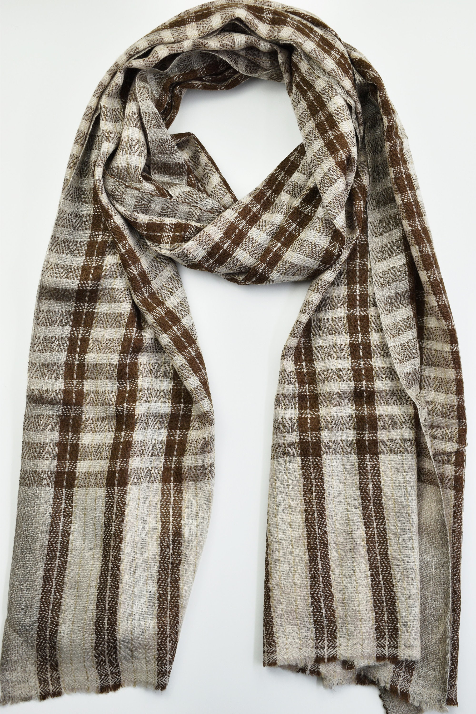 SCARF 180 CM IN SMOKE GRAY MIX BROWN WOOL 403966