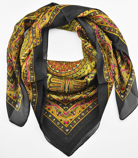 Bohemian Black Silky Scarf  Black Bohemian Modal Silk Scarf main image 3