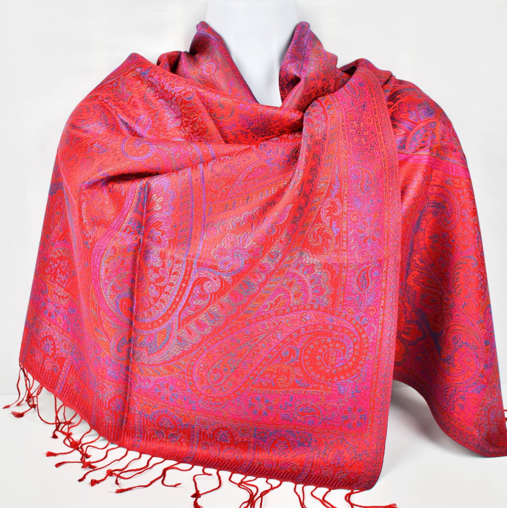 Red Silk Scarf Bridesmaid silk Scarf Silk Paisley Wrap Etsy