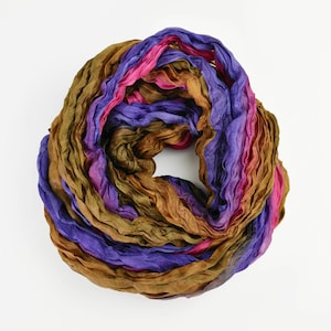 Brown Pink Silk Scarf, Hand Tie Dye Crushed Silk Wrap, Bohemian Scarves, Stole/Wrap 170cm x 100cm