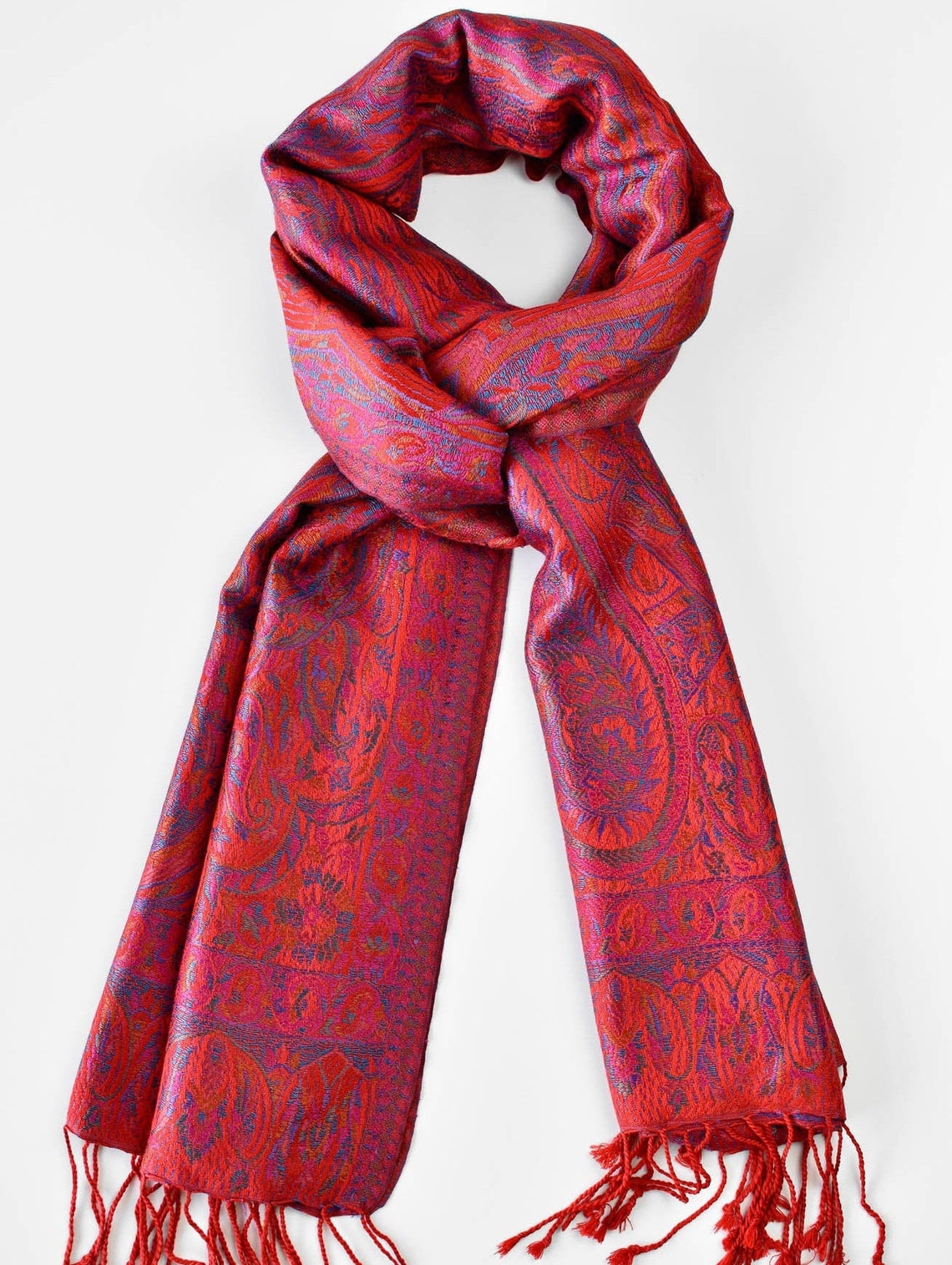 Red Silk Scarf Bridesmaid Silk Scarf Silk Paisley Wrap Etsy UK
