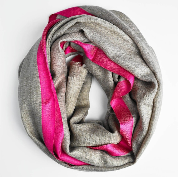 Oyster Pink and Burgundy Men's Silk Scarf